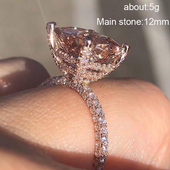 New 925 Sterling Silver Champagne Princess Cut Sol - Picture 3 of 5